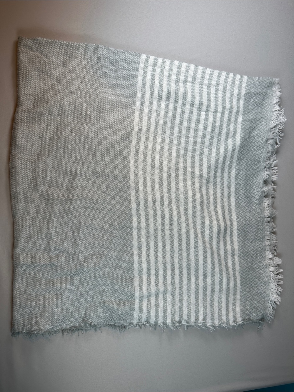 Womens Oversized Stripe Blanket Scarf Large Gray White Wrap Shawl 54x54 - Picture 2 of 4